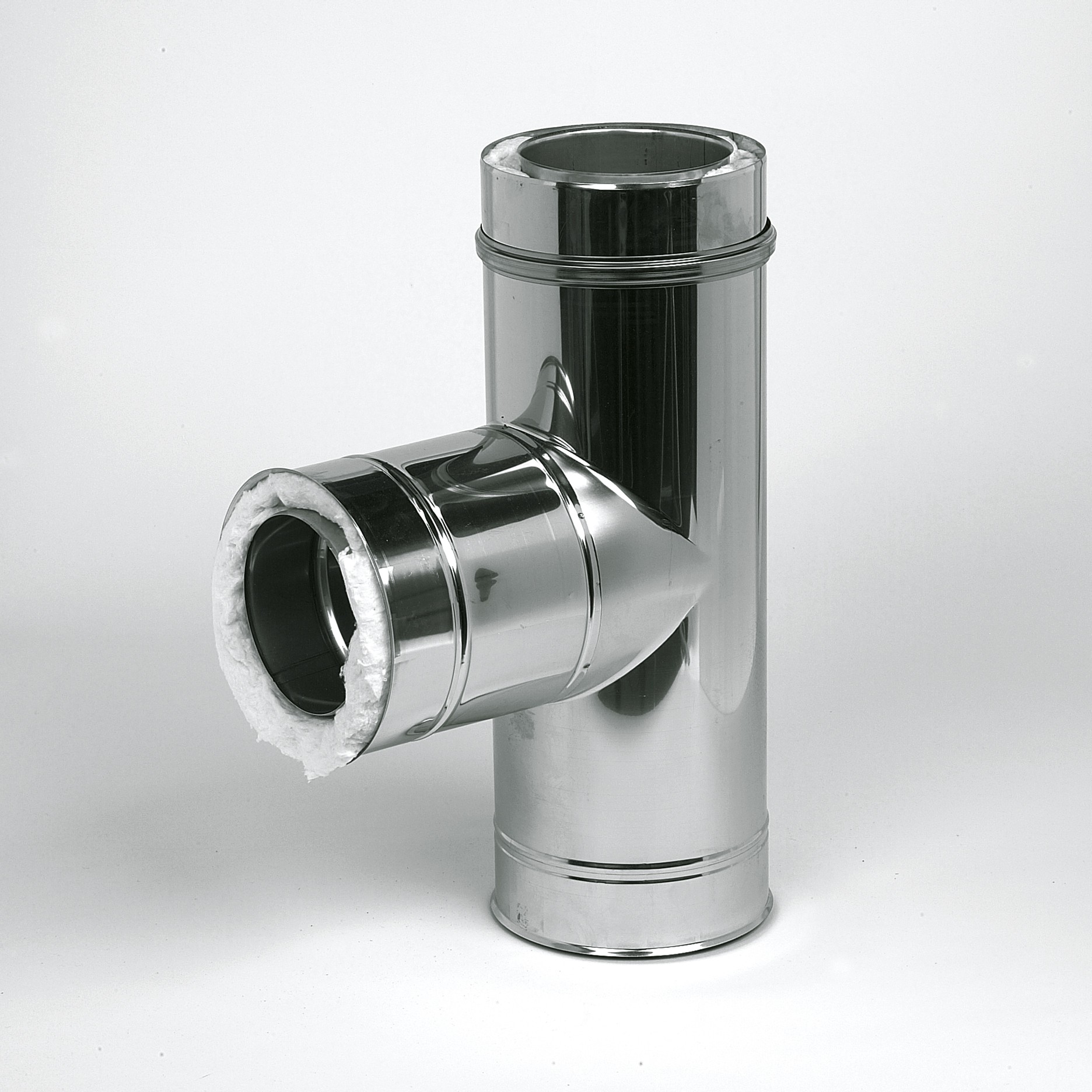 T STUK 90° DUBBELWANDIG INOX