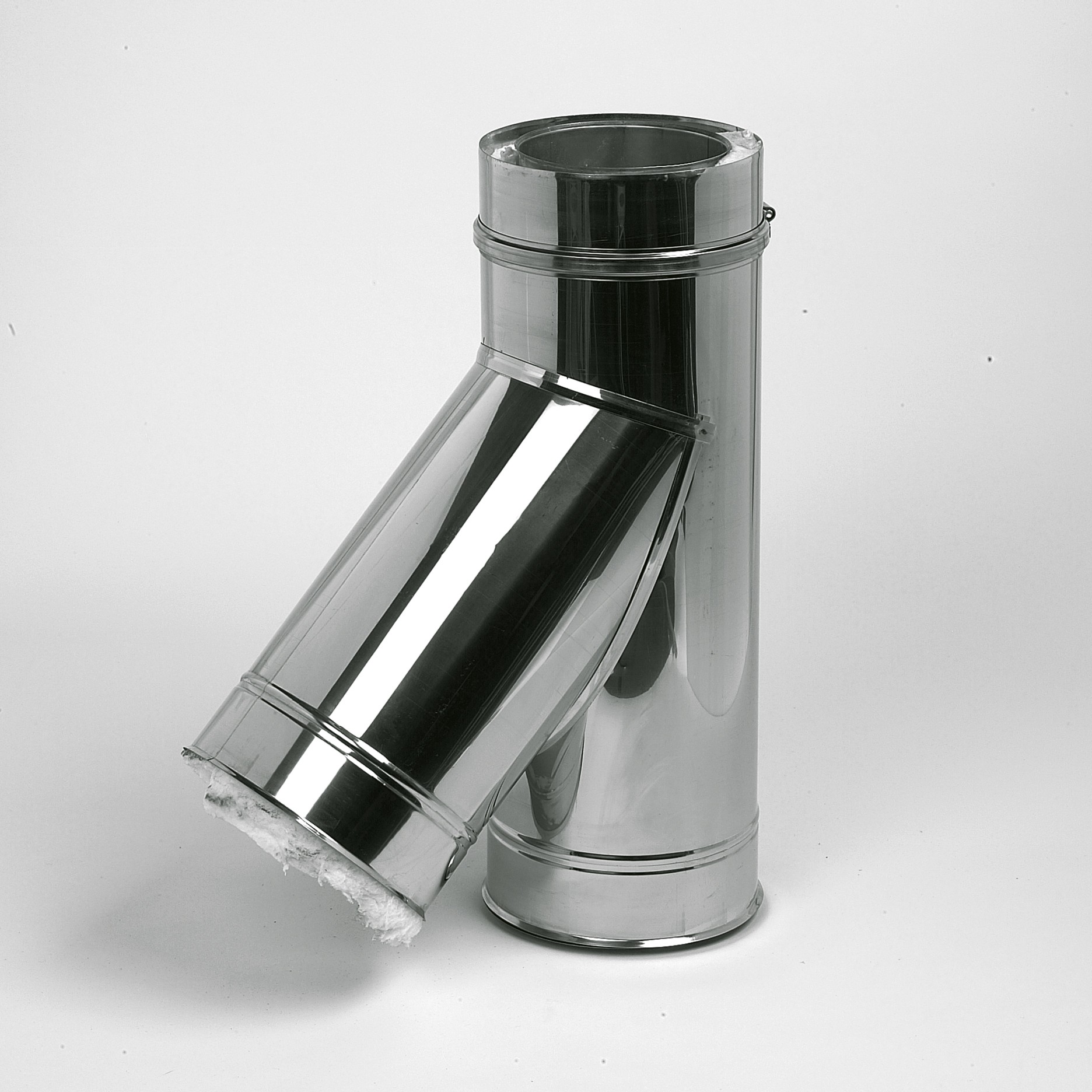 T STUK 45° DUBBELWANDIG INOX